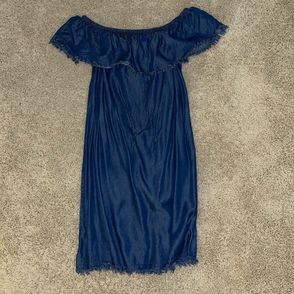 Super versatile, off the shoulder soft denim dress - Picture 3 of 4